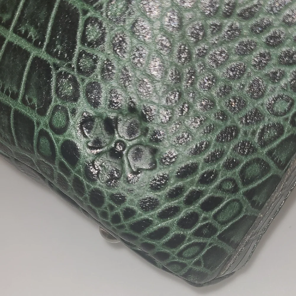 Patricia Nash Green Crocodile Embossed Satchel 10th Year Anniversary W/ Dustbag - Picture 7 of 11
